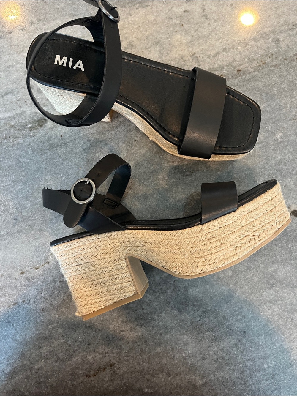 MIA Black Espadrille Platform Wedges